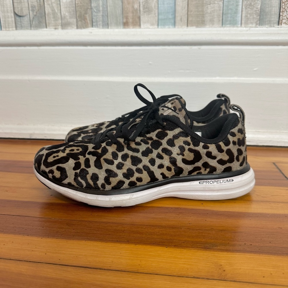 APL Athletic Propulsion Labs 7.5 Iconic Pro Leopard Print Calf Hair Sneaker Shoe